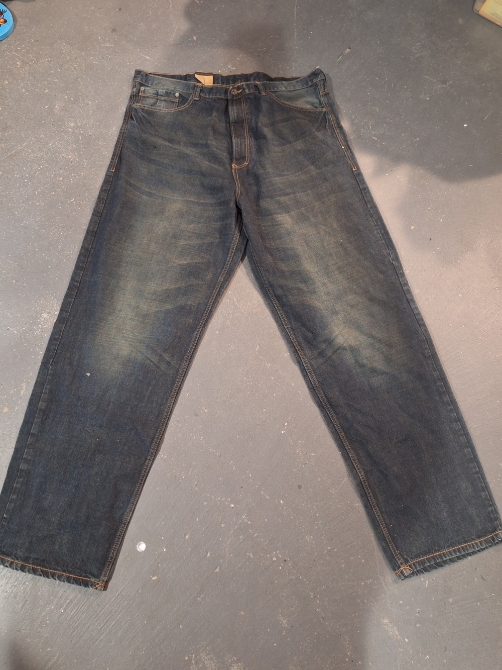 Sean John Relaxed Fit Washed Dark Blue Jeans